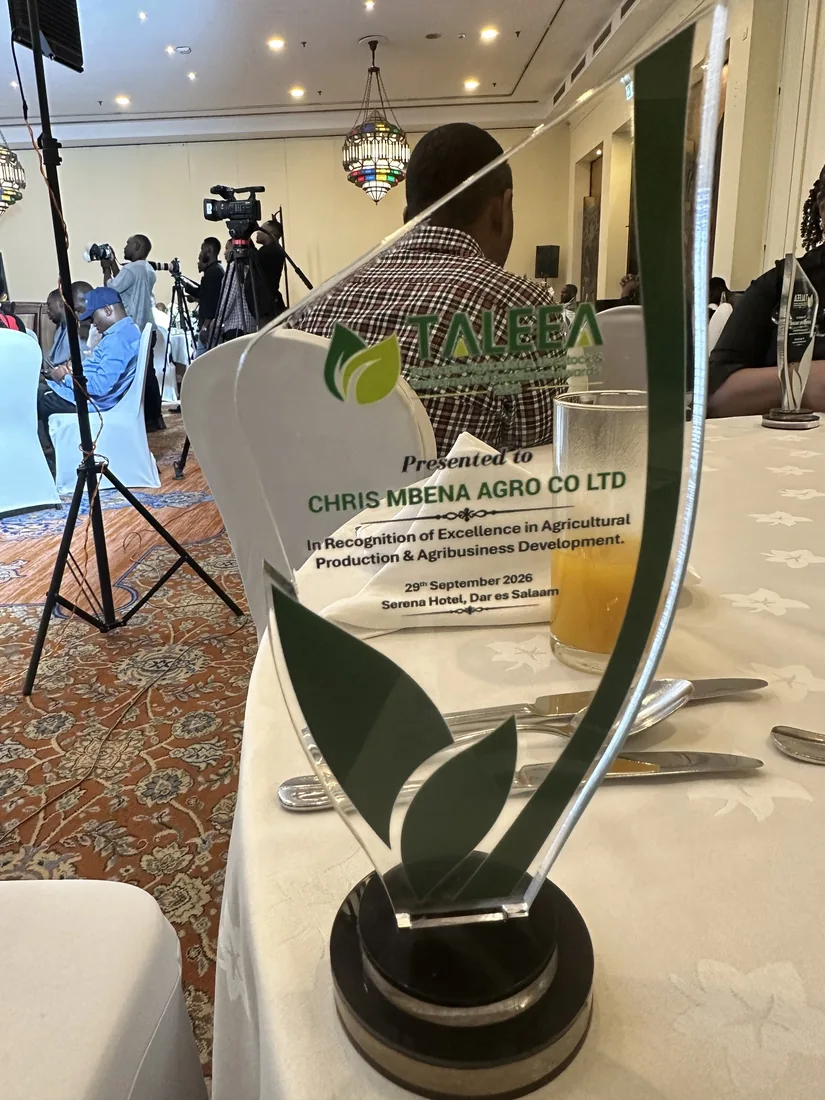 TALEA award trophy recognising Chris Mbena Agro Co Ltd
